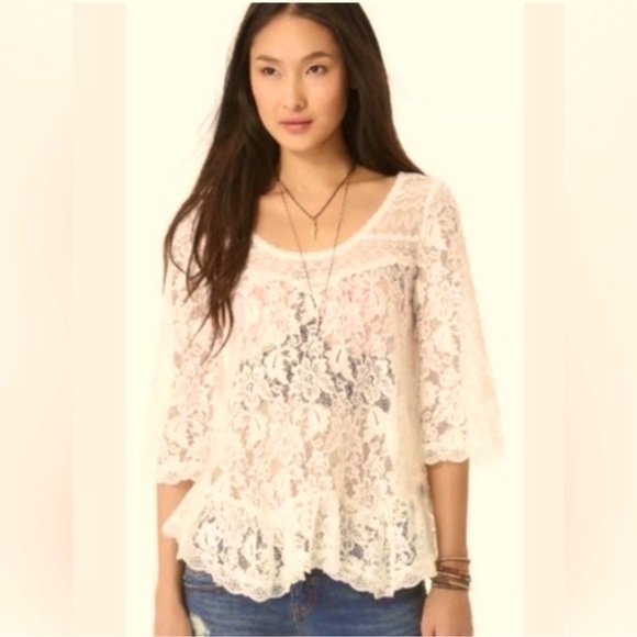 Free People Tops - Free People Cream Lace Tunic